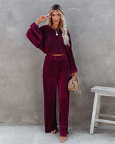 Swift High Rise Plisse Pants - Wine Oshnow