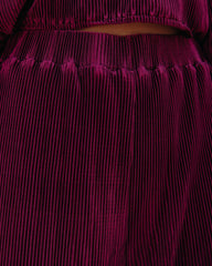 Swift High Rise Plisse Pants - Wine Oshnow