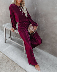 Swift High Rise Plisse Pants - Wine Oshnow