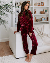 Switch Off Velvet Pocketed Jogger Pants - Rose Oshnow