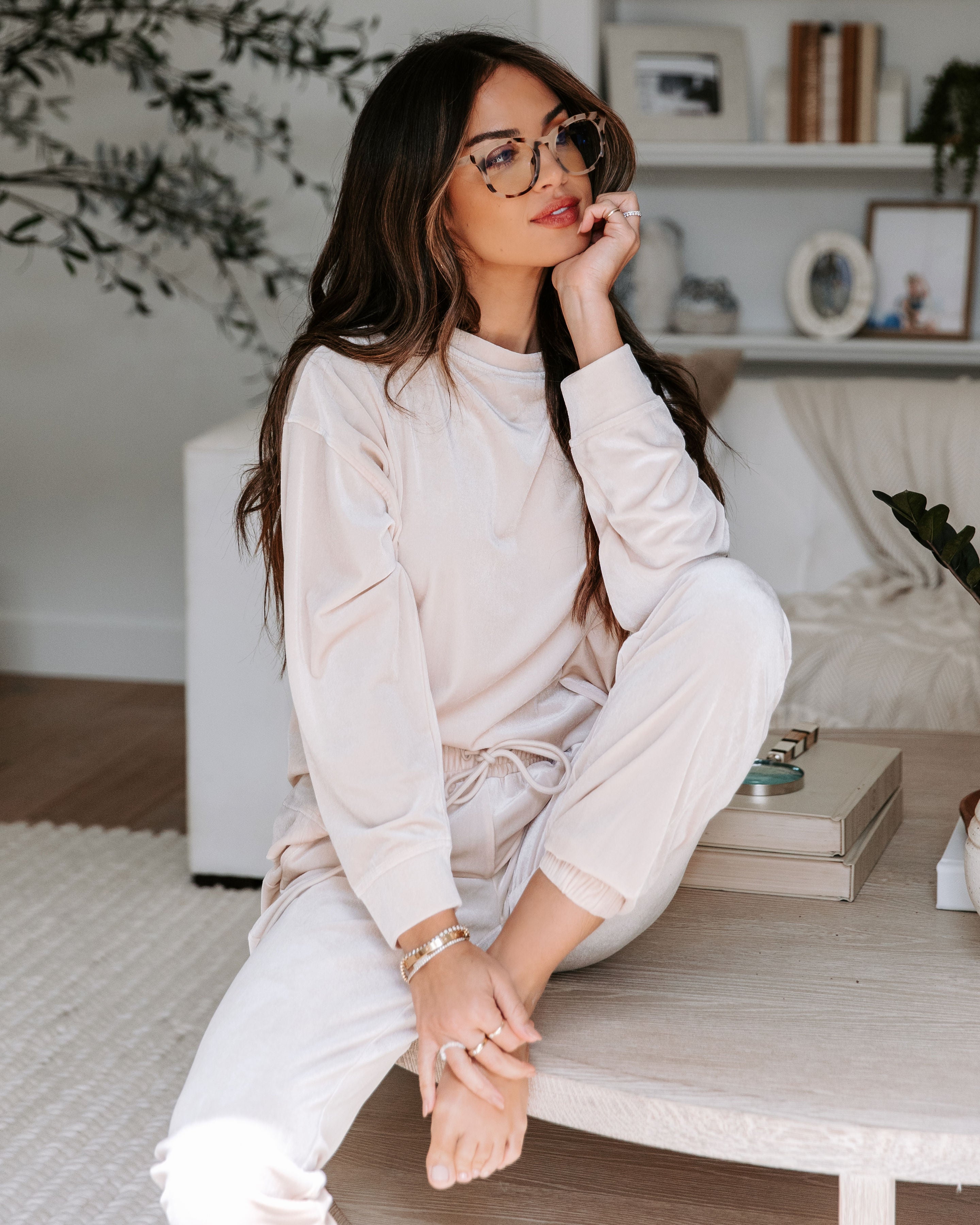 Switch Off Velvet Pullover Sweater - Cream - SALE Oshnow