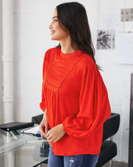 Sylas Pintuck Blouse - Coral Red Oshnow