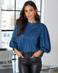 Sylas Pintuck Blouse - Dark Teal Oshnow