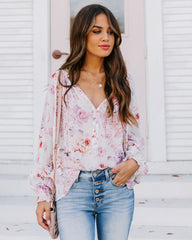 Symbolize Love Printed Ruffle Blouse Oshnow