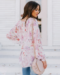 Symbolize Love Printed Ruffle Blouse Oshnow