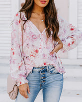 Symbolize Love Printed Ruffle Blouse Oshnow