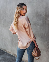 Symphony Satin Button Down Pocket Blouse Oshnow