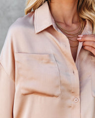 Symphony Satin Button Down Pocket Blouse Oshnow