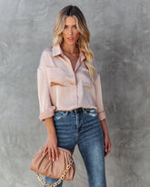 Symphony Satin Button Down Pocket Blouse Oshnow