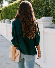 Tabitha Satin Babydoll Blouse - Hunter Green Oshnow