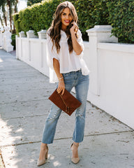 Tabitha Satin Babydoll Blouse - Ivory Oshnow