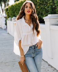 Tabitha Satin Babydoll Blouse - Ivory Oshnow