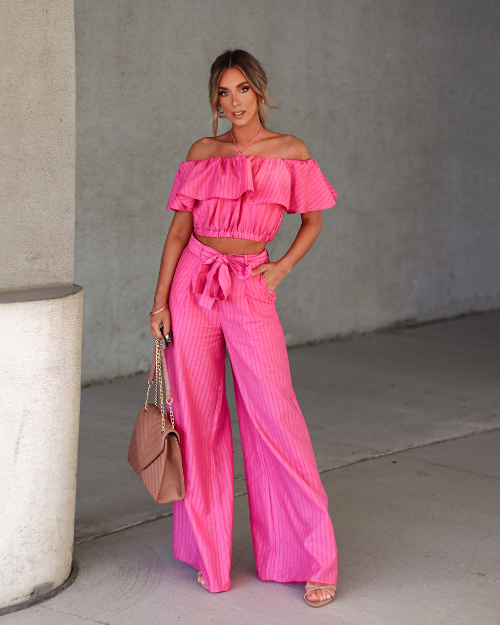 Taiba Pocketed Wide Leg Pants - Rose Oshnow