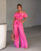 Taiba Pocketed Wide Leg Pants - Rose Oshnow