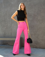 Take A Trip High Rise Flare Pants - Pink Oshnow