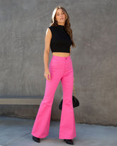 Take A Trip High Rise Flare Pants - Pink Oshnow