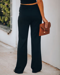 Tamara Ribbed Knit Pants - Black Oshnow