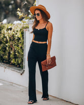 Tamara Ribbed Knit Pants - Black Oshnow