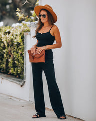 Tamara Ribbed Knit Pants - Black Oshnow