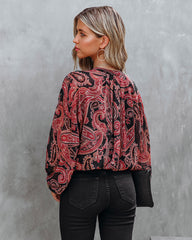 Taras Paisley Button Down Crop Blouse Oshnow