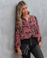 Taras Paisley Button Down Crop Blouse Oshnow