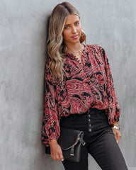 Taras Paisley Button Down Crop Blouse Oshnow
