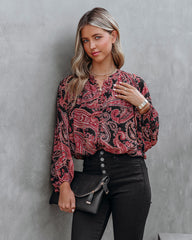 Taras Paisley Button Down Crop Blouse Oshnow