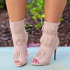 Tassel Zipper High Heels Oshnow