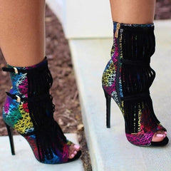 Tassel Zipper High Heels Oshnow