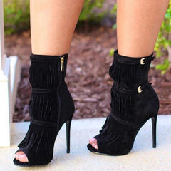 Tassel Zipper High Heels Oshnow