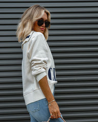 Tennis Club Cotton Blend Half Zip Sweatshirt - SALE Oshnow