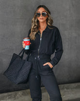 Test The Limits Cotton Pocketed Bomber Jacket - Black Oshnow