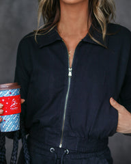 Test The Limits Cotton Pocketed Bomber Jacket - Black Oshnow