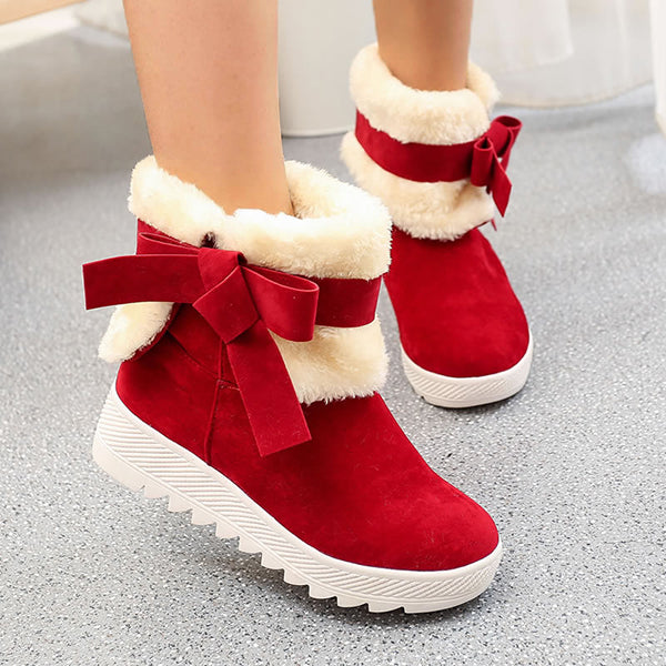 Thick Warm Cotton Butterfly Knot Snow Boots Oshnow