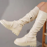 Tie Leg Non-Slip Mid-Calf Boots Oshnow