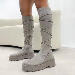 Tie Leg Non-Slip Mid-Calf Boots Oshnow