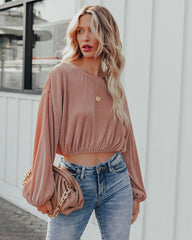 Tini Billowed Plisse Top - Dusty Rose Oshnow