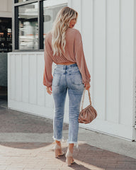 Tini Billowed Plisse Top - Dusty Rose Oshnow