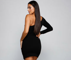 Totally Chic One-Shoulder Mini Dress Oshnow