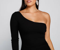 Totally Chic One-Shoulder Mini Dress Oshnow