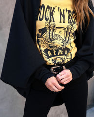 Tracey Ribbed Knit Open Front Cardigan - Black Oshnow