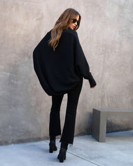 Tracey Ribbed Knit Open Front Cardigan - Black Oshnow