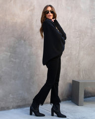 Tracey Ribbed Knit Open Front Cardigan - Black Oshnow