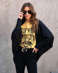 Tracey Ribbed Knit Open Front Cardigan - Black Oshnow