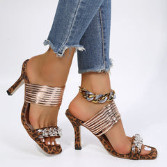 Transparent Buckle Decor High Heeled Slippers Oshnow