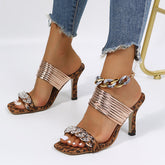 Transparent Buckle Decor High Heeled Slippers Oshnow