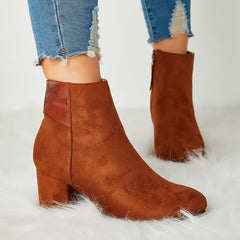 Trend Solid Color Zipper Ankle Boots Oshnow