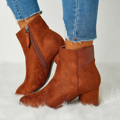 Trend Solid Color Zipper Ankle Boots Oshnow