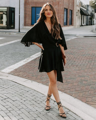 Trending Ruffle Wrap Romper - Black Oshnow