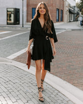 Trending Ruffle Wrap Romper - Black Oshnow